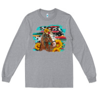 Heather Grey horse with sunflowers Long Sleeve Tee - Artiststas