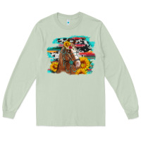 Matcha horse with sunflowers Long Sleeve Tee - Artiststas