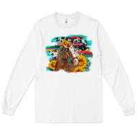 White horse with sunflowers Long Sleeve Tee - Artiststas