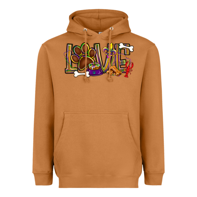Mardi Gras Love Dog Paw Heavyweight Hoodie by BundleAndBundleShop | Teevron