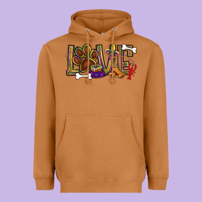 Mardi Gras Love Dog Paw Heavyweight Hoodie Designed By Bundleandbundleshop