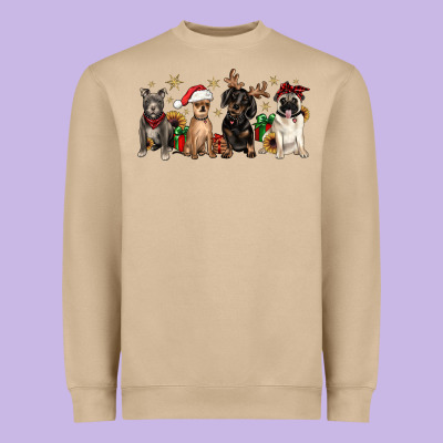 Christmas Chihuahua Pitbull Pug Dachshund Heavyweight Sweatshirt Designed By Jahusdesignshop
