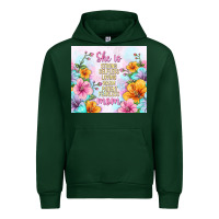 Forest Green she is mom with flowers Urban Hoodie - TumblerDesignByShophia
