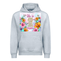 Heather Grey she is mom with flowers Urban Hoodie - TumblerDesignByShophia