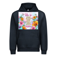 Navy she is mom with flowers Urban Hoodie - TumblerDesignByShophia