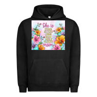 Pigment Black she is mom with flowers Urban Hoodie - TumblerDesignByShophia