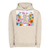 Pigment French Oak she is mom with flowers Urban Hoodie - TumblerDesignByShophia