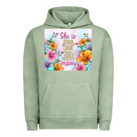 Pigment Oil Green she is mom with flowers Urban Hoodie - TumblerDesignByShophia