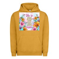 Pigment Peanut Butter she is mom with flowers Urban Hoodie - TumblerDesignByShophia