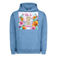 Pigment Pebble Blue she is mom with flowers Urban Hoodie - TumblerDesignByShophia