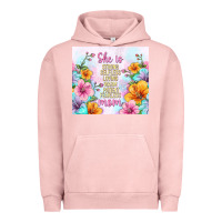 Pigment Salmon she is mom with flowers Urban Hoodie - TumblerDesignByShophia