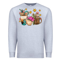 Heather Grey Western Cowgirl Coffee Cup Bbs Premium Sweatshirt - BundleAndBundleShop