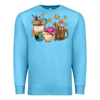 Ocean Blue Western Cowgirl Coffee Cup Bbs Premium Sweatshirt - BundleAndBundleShop