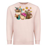 Pale Pink Western Cowgirl Coffee Cup Bbs Premium Sweatshirt - BundleAndBundleShop