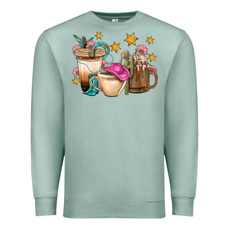 Western Cowgirl Coffee Cup Bbs Premium Sweatshirt by BundleAndBundleShop | Teevron