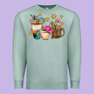 Western Cowgirl Coffee Cup Bbs Premium Sweatshirt Designed By Bundleandbundleshop
