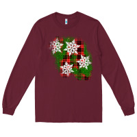 Burgundy christmas patch Long Sleeve Tee - AdoDesignShop