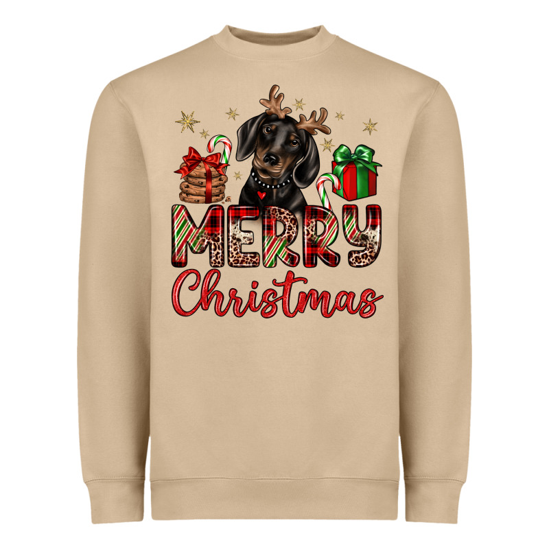 Merry Christmas Dachshund Heavyweight Sweatshirt by JahusDesignShop | Teevron