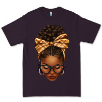 Plum plaid bandana afro woman Premium Tee - texasbilliewilder