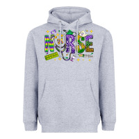 Heather Grey Mardi Gras nurse Heavyweight Hoodie - BundleAndBundleShop