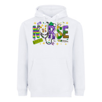 White Mardi Gras nurse Heavyweight Hoodie - BundleAndBundleShop