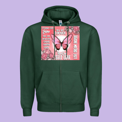 Self Love Zipper Hoodie Designed By Maliassmallbusiness