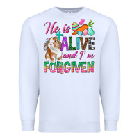 White He Is Alive And I'm Forgiven Premium Sweatshirt - BundleAndBundleShop