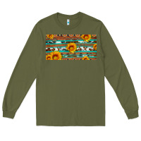 Army Green aztec sunflower cowhide license plate Long Sleeve Tee - Artiststas