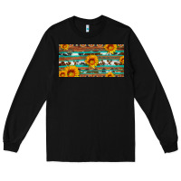 Black aztec sunflower cowhide license plate Long Sleeve Tee - Artiststas