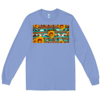 Colony Blue aztec sunflower cowhide license plate Long Sleeve Tee - Artiststas