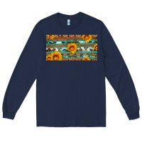 Navy aztec sunflower cowhide license plate Long Sleeve Tee - Artiststas