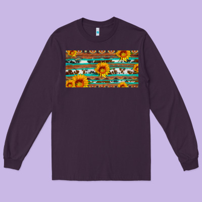 Aztec Sunflower Cowhide License Plate Long Sleeve Tee Designed By Artiststas