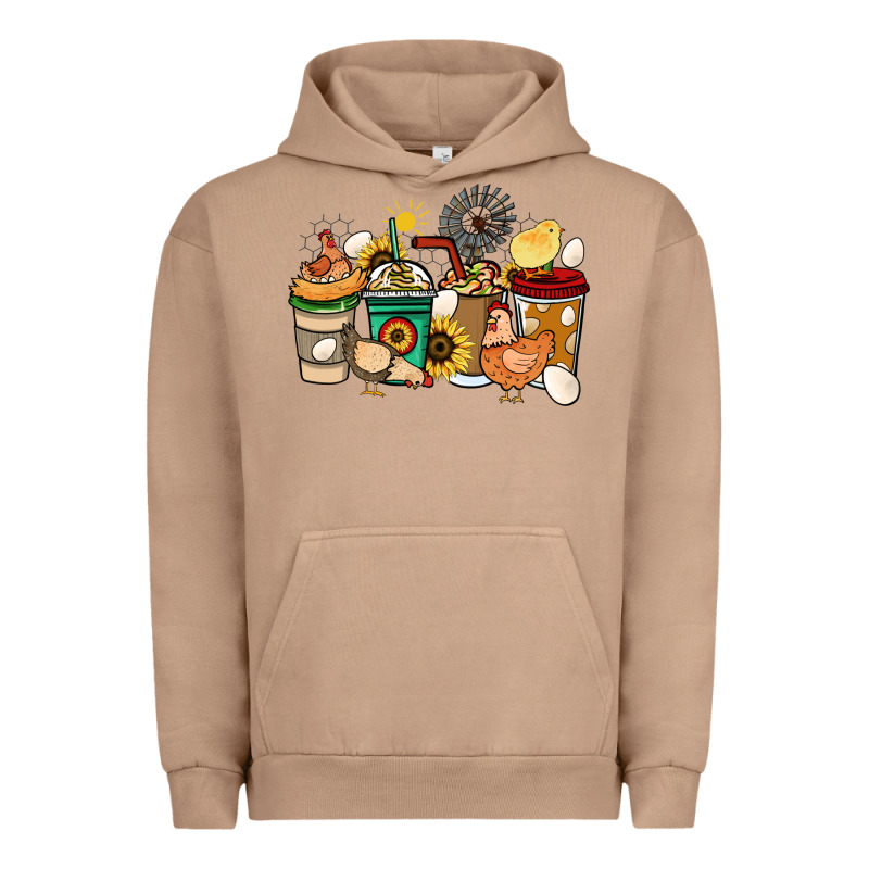 Chicken Coffee Cups Urban Hoodie by HowdyJamesFarm | Teevron