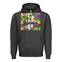 Charcoal Heather mardi gras street lights Zipper Hoodie - MaliasSmallBusiness