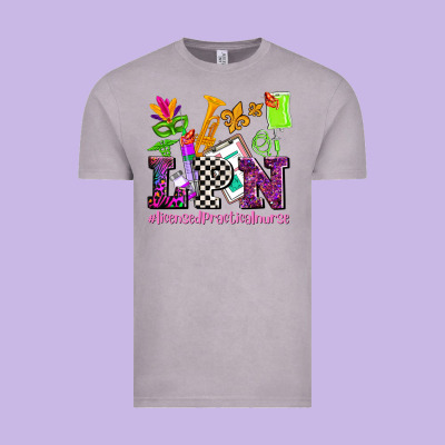 Mardi Gras Lpn Licensed Practical Nurse Vintage Tee Designed By Adodesignshop