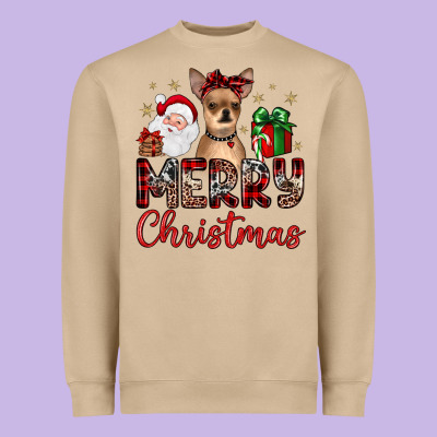 Merry Christmas Chihuahua Heavyweight Sweatshirt Designed By Jahusdesignshop