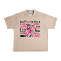 French Oak breast cancer ribbons with cancer words Urban Heavy Tee - AdoDesignShop