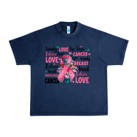 Navy breast cancer ribbons with cancer words Urban Heavy Tee - AdoDesignShop