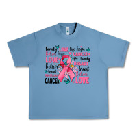Pebble Blue breast cancer ribbons with cancer words Urban Heavy Tee - AdoDesignShop