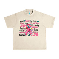 Sandshell breast cancer ribbons with cancer words Urban Heavy Tee - AdoDesignShop