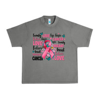 Breast Cancer Ribbons With Cancer Words Urban Heavy Tee | Teevron
