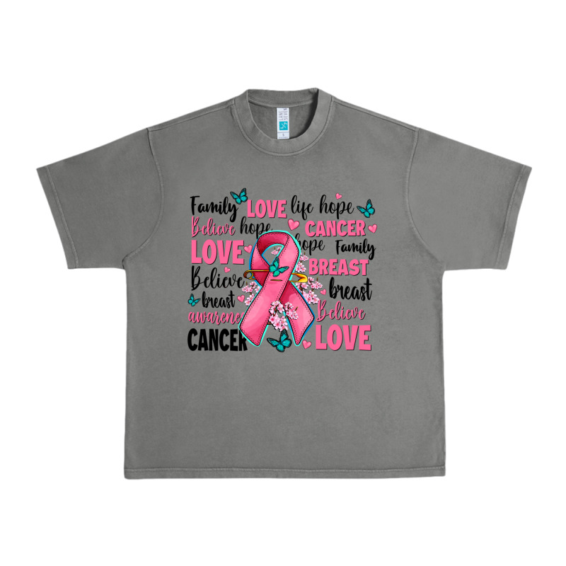Breast Cancer Ribbons With Cancer Words Urban Heavy Tee by AdoDesignShop | Teevron