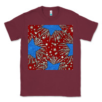 Burgundy Glitter 4th of July Seamless Pattern Classic Tee - BundleAndBundleShop