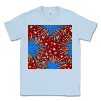 Dusty Blue Glitter 4th of July Seamless Pattern Classic Tee - BundleAndBundleShop