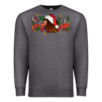 Charcoal Heather Western Mom With Woman In Santa Hat Premium Sweatshirt - BundleAndBundleShop