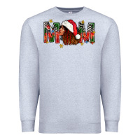 Heather Grey Western Mom With Woman In Santa Hat Premium Sweatshirt - BundleAndBundleShop