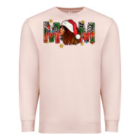 Pale Pink Western Mom With Woman In Santa Hat Premium Sweatshirt - BundleAndBundleShop