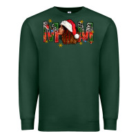 Sports Green Western Mom With Woman In Santa Hat Premium Sweatshirt - BundleAndBundleShop