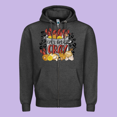 Let's Get Cray Crawfish Boil Zipper Hoodie Designed By Maliassmallbusiness