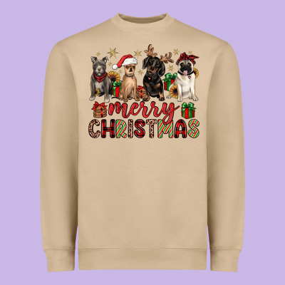 Merry Christmas Chihuahua Pitbull Pug Dachshund Heavyweight Sweatshirt Designed By Jahusdesignshop